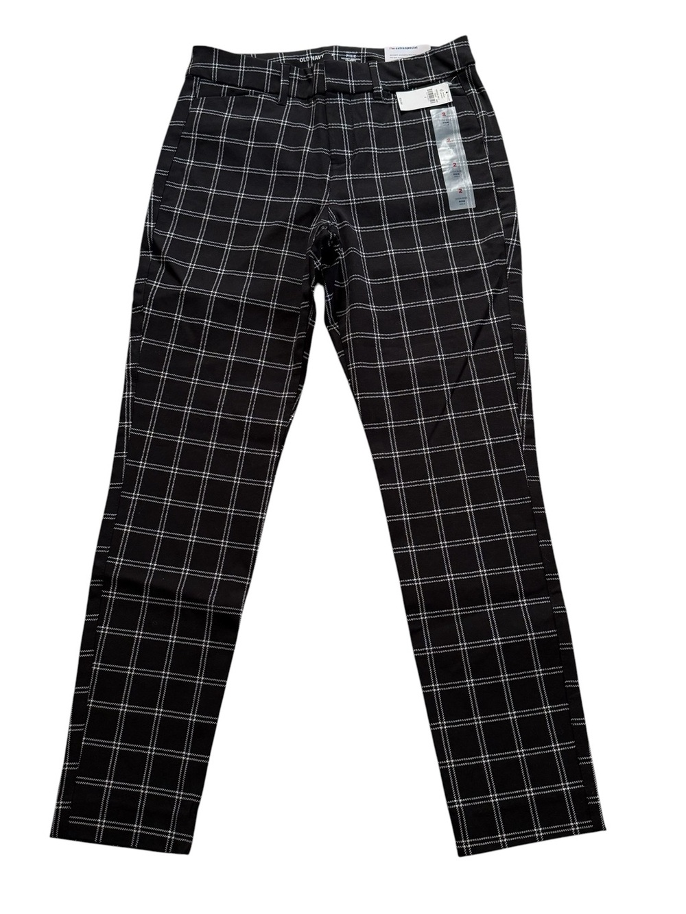 NWT Old Navy High Rise Pixie Ankle Black White Plaid Pants Women’s Size 2 Career